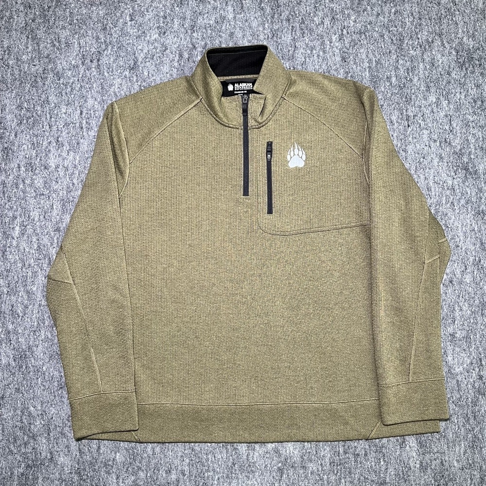 Alaskan Hardgear 1/4 Zip Fleece Pullover Sweater Men 2XL Green Outdoor Hike